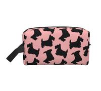 Patrón Terrier Escocés Rosa Negro, Bolsa de Maquillaje Bolsa de cosméticos Bolsa de artículos de tocador de Viaje portátil Organizador de Bolsa de Maquillaje