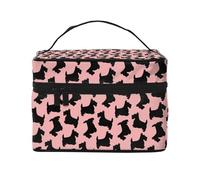 Patrón Terrier Escocés Rosa Negro, Bolsa de Maquillaje Bolsa de cosméticos Bolsa de Aseo de Viaje portátil Estuche para lápices