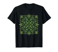 Patrón Verde Mandala Hoja Botánica Simétrica Camiseta