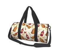 Patrón Vintage con Botella De Vidrio Sacacorchos Restaurante Country, Bolsa de Viaje de Gran Capacidad, Bolso Redondo, Bolsa de Viaje Deportiva, Bolsa de Mano, Bolsa de Fitness