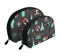 Patrones de Ciencia y química Verde, Bolsa de Maquillaje de Concha, Monedero pequeño para Mujer, Bolsa de artículos de tocador, Bolsa de cosméticos, 2 Piezas