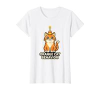 Patrones de Comportamiento del Gato Naranja Comportamiento Social Rasgos de Personalidad Camiseta gráfica económica, Mujer, Blanco, S