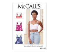 Patrones de costura para top corto ajustado McCall's M79585A para mujer, tallas 4-22, varios colores, blanco, de McCall Pattern Company