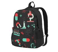 Patrones de la química verde y la ciencia,Mochila con bolsillos, mochila informal para el día a día, resistente al agua, ideal para la escuela, viajes