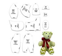 Patrones de oso de memoria para costura: plantilla de costura acrílica de 10 piezas con instrucciones, suministros de artesanía de bricolaje para principiantes y expertos, patrón de de peluche p