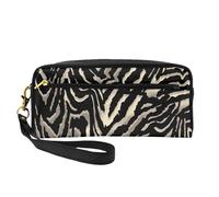 Patrones de Piel de Cebra Negra, Bolsa de Maquillaje Bolsa de cosméticos Bolsa de Aseo de Viaje portátil Estuche de Cuero para Mujeres y niñas