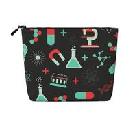 Patrones de química y Ciencia Verde,Neceser de Maquillaje de imitación Lino, Neceser de Viaje portátil