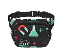 Patrones de química y Ciencia Verdes,Riñonera Cuadrada de Doble Capa, Bolso de Viaje, Bolso Informal para el Pecho.