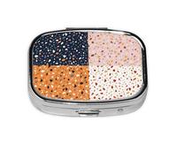 Patrones de terrazo de vector transparente, Pastillero cuadrado para bolsillo o monedero, pequeño contenedor de pastillas, organizador de pastillas de viaje