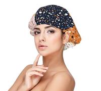Patrones de terrazo vectoriales sin costuras,Gorro de dormir de satén para adultos - Gorro de dormir elástico para mujer, cubrecabello nocturno