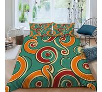 Patrones espirales Funda De Edredón 3 Piezas 3D Impresa Decor Swirl Motifs con 2 Fundas De Almohada King（220x240cm） 100% Microfibra Ropa De Cama para Niñosy Hombres