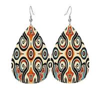 Patrones llenos de colores pendientes de cuero en forma de lágrima para mujer, aretes colgantes ligeros de PVC, ganchos de plata 925, impresiones de doble cara, regalo hipoalergénico