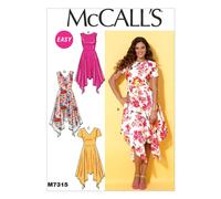 Patrones McCall M7315 Vestidos con dobladillo de pa?uelo para se?oras, talla A5 (6-8)