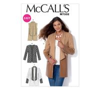 Patrones McCall M7332 Chalecos y chaquetas de frente abierto para se?oras Y (X-Small-