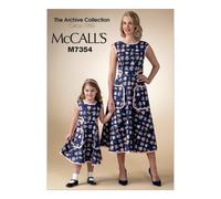 Patrones McCall M7354: Vestidos cruzados a juego para se oras, ni as y ni os, tallas de ni o (3-4, 5-6, 7-8)