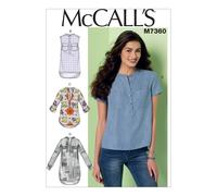 Patrones McCall M7360 Tops Henley para se?oras, talla A5 (6-8-10-12-14)