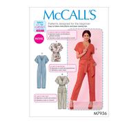 Patrones McCall's Patr n de costura para mono y enterizo McCall's Learn para mujer, tallas L-XL, color blanco