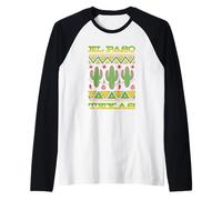 Patrones tradicionales de cactus de El Paso Texas Vintage Retro Camiseta Manga Raglan