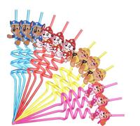 Patrulla Canina Pajitas Reutilizables para Niños - Set de 12 Pajitas Espirales Coloridas en Plástico Alimentario Sin BPA - Perfectas para Fiestas de Cumpleaños, Eventos Infantiles y Bebidas Frías