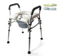 PATSON Asiento de inodoro elevado con asas acolchadas y patas ajustables, cómodo elevado para personas mayores, 400 libras, se adapta directamente a tu baño existente. No requiere herramientas.