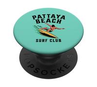 Pattaya Beach Surf Club Tailandia Diseño Retro PopSockets PopGrip Adhesivo