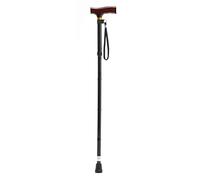 Patterson Medical - Bastón (empuñadura de madera, plegable, tamaño largo), color negro