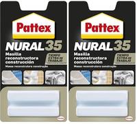 Pattex 14010130 Nural 35, masilla reconstructora de metales, color blanco, 50gr (Paquete de 2)