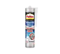 Pattex Baño Sano No Más Moho, silicona antimoho e impermeable, silicona transparente duradera cocina y baño, 1 cartucho x 280 ml, El embalaje puede variar