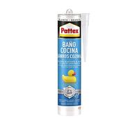 Pattex Baño y Cocina, silicona blanca resistente al moho, sellador impermeable para ducha, lavabo y más, silicona para baño duradera y fácil de usar, 1 cartucho x 280 ml, blanco - branco