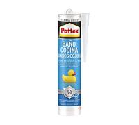 Pattex Baño y Cocina, silicona transparente resistente al moho, sellador impermeable para ducha, lavabo y más, silicona para baño fácil de usar, 1 cartucho x 280 ml