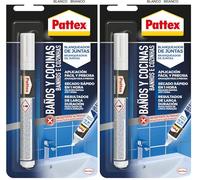 Pattex Baños Y Cocinas, rotulador blanqueador de juntas blanco, resistente al moho, aplicación fácil y precisa, 1 rotulador x 7ml (Paquete de 2)