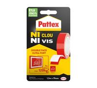Pattex Cinta adhesiva 120 kg, 19 mm x 1,5 m, 1 unidad