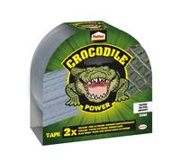 Pattex Cinta adhesiva Crocodile Power, cinta de tejido fuerte de doble grosor, resistencia extrema para reparaciones más difíciles, cinta de conducto para diferentes materiales, color plateado, 1 x 20