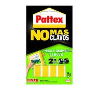 Pattex Cinta de doble cara a tiras No más clavos fijación Removible, 10 tiras (1403703)
