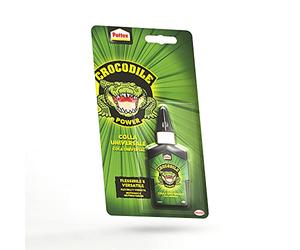 Pattex Crocodile Power Cola Universal, cola transparente con gran agarre inicial, pegamento multiusos para metal, plástico y más, pegamento fuerte para todo, 1x50g