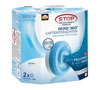 Pattex Deshumidificador de aire AERO 360° Paquete de recambio de pestañas neutras, reduce la humedad y los malos olores, 2 pestañas de recambio de 450 g para el deshumidificador de aire AERO 360°