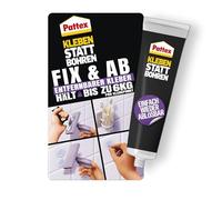 Pattex Kleben statt Bohren Fix & AB, Montaje removible, fuertemente adherente para estanterías y Soportes de Pared, el Adhesivo Fuerte aguanta hasta 6kg, Tubo de 44g, PVC, Translucent, 44 g