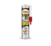 Pattex Mille Chiodi Crystal - Adhesivo sellador óptimo para cristales y espejos, adhesivo de montaje de calidad, pegamento potente para muchos materiales, 1 cartucho de 290 g