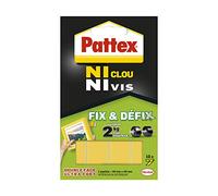 Pattex Ni Clou Ni Vis Fix & Défix (10 pastilles de 20 x 40 mm) - Adhésif blanc surpuissant - Adhésif double face démontable, fixe les objets solidement et durablement