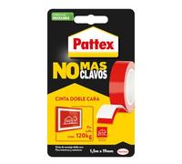 Pattex No Más Clavos Cinta, cinta adhesiva para aplicaciones permanentes, cinta de doble cara extrafuerte, adhesivo de montaje para interior y exterior, 19 mm x 1,5 m