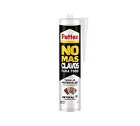 Pattex No Más Clavos Para Todo Crystal, adhesivo de montaje resistente a temperaturas extremas, pegamento fuerte en superficies húmedas, adhesivo transparente, 1 cartucho x 290 g
