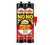 Pattex No Mas Clavos Para Todo HighTack, adhesivo de montaje resistente a temperaturas extremas, pegamento fuerte en superficies húmedas, adhesivo blanco, pack ahorro con 2 cartuchos x 446 g