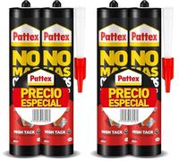 Pattex No Mas Clavos Para Todo HighTack, adhesivo de montaje resistente a temperaturas extremas, pegamento fuerte en superficies húmedas, adhesivo blanco, pack ahorro con 2 cartuchos x 446 g