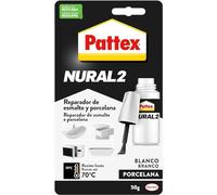 Pattex Nural 2 Reparador de esmalte y porcelana, esmalte permanente blanco para desconchados, golpes y rozaduras, esmalte profesional con múltiples aplicaciones, 1 x 50 g