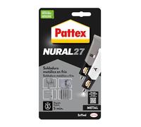 Pattex Nural 27, soldadura metálica en frío, aluminio gris, Juego 2 Tubos, 22 cm