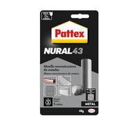 Pattex Nural 43 Masilla reconstructora de metales, masilla adhesiva para restaurar piezas metálicas, masilla gris para grietas, agujeros, fisuras y uniones, 1 x 48 g