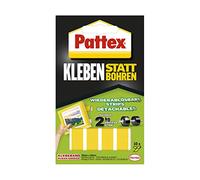 Pattex Pegamento en lugar de tiras adhesivas para taladrar, cinta adhesiva fuerte de doble cara, removibles, 10 tiras cada una de 20 x 40 mm