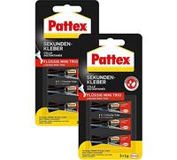 Pattex pegamento instantáneo líquido Mini Trio/sin disolventes - Pegamento líquido/secado rápido, resistente al agua y transparente/3 x 1 g, 3 x 1g, 1