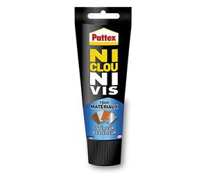 Pattex Pegamento sin clavos ni tornillos, resistente al agua, varios materiales (tubo de 142 g) - Pegamento de fijación instantánea para interior y exterior - Masilla blanca, flexible y reposicionable