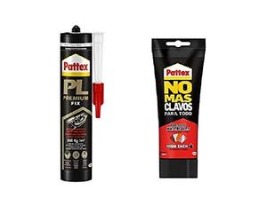 Pattex PL Premium Adhesivo de Montaje Resistente al Agua, Blanco, 460 g + No Mas Clavos Para Todo HighTack, Adhesivo de Montaje Resistente, Blanco, 340 g